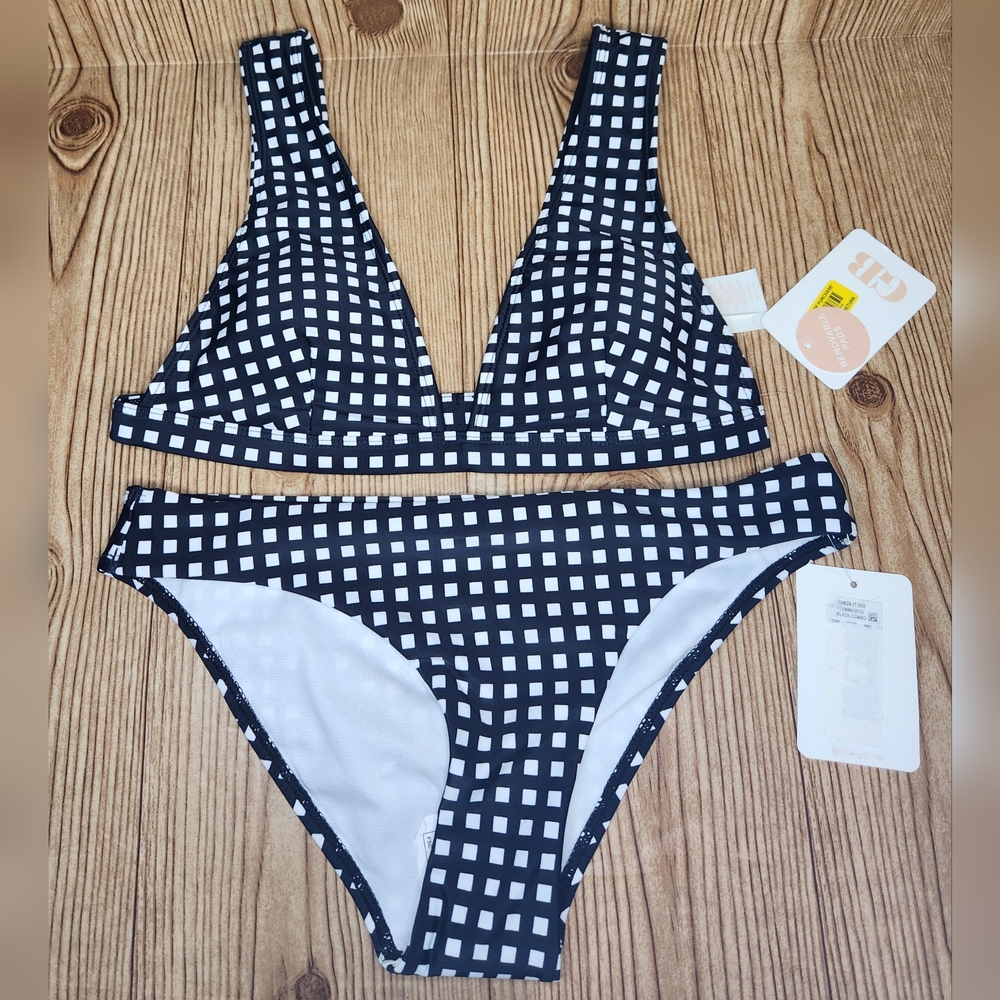 GB Black and White Checkered Bikini Size Small NWT